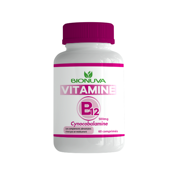 vitamine b12 comprimés, favorise l'énergie, soutient un système nerveux sain, 500mcg,  60 comprimes