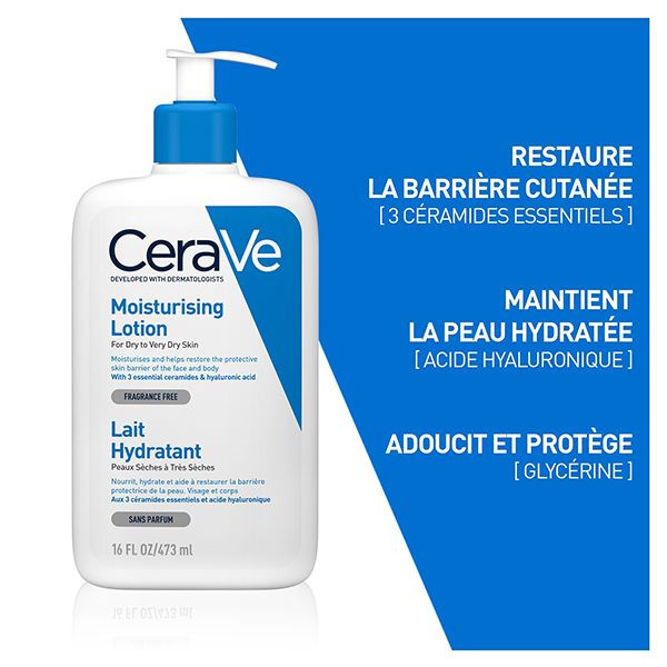 Cerave Lait Hydratant Peaux sèches à Très sèches Visage et Corps 473ml