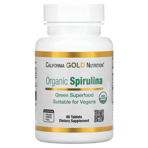 California Gold Nutrition - Organic Spirulina 500 mg, 60 comprimés