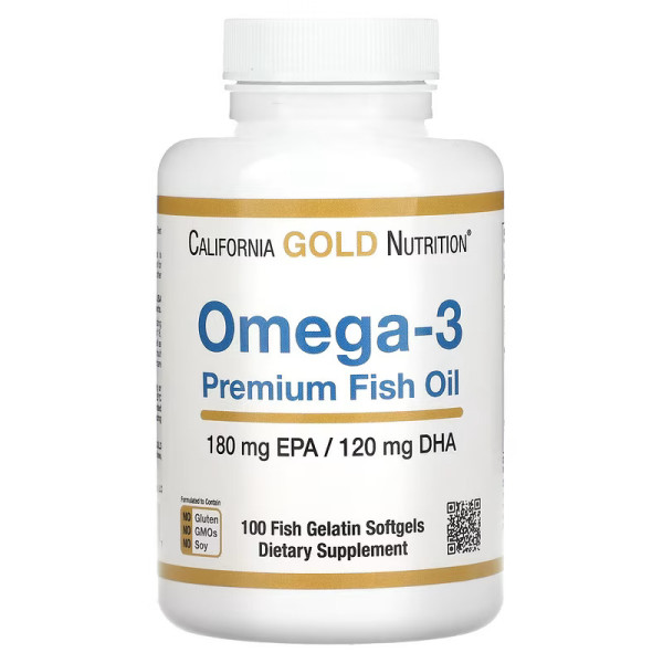 California Gold Nutrition - Omega-3 Premium 100 Comprimés Fish Oil